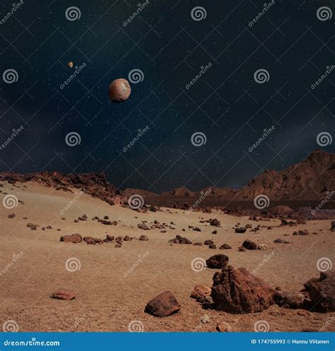 Moons Phobos and Deimos on the Sky Planet Mars Stock Image - Image of ...