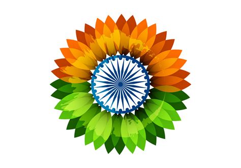 Floral Indian Flag With Asoka Wheel - Download Free Vector Art, Stock ...