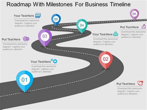 Roadmap With Milestones For Business Timeline Flat Powerpoint Design ...