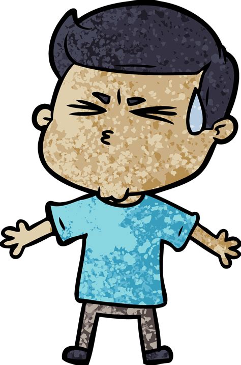 cartoon man sweating 12379725 Vector Art at Vecteezy