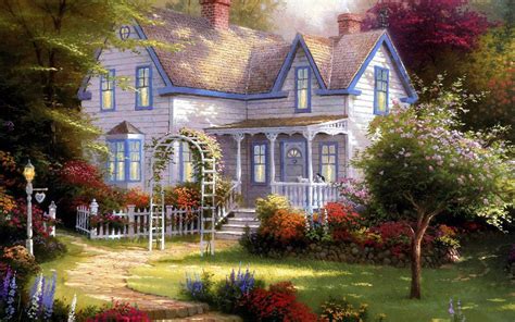 art, Painting, Painting, Garden, Arch, Front, Home, Garden, Summer ...