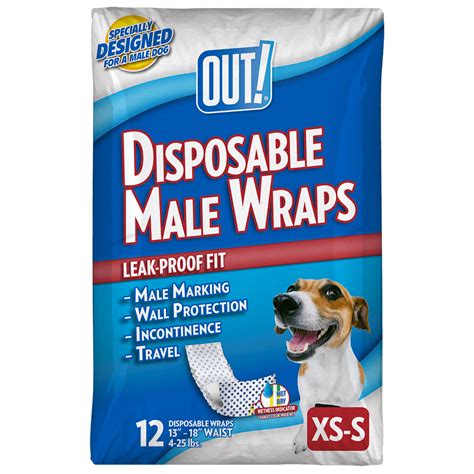 OUT! Pet Care Disposable Male Dog Diapers | Absorbent Male Wraps with ...