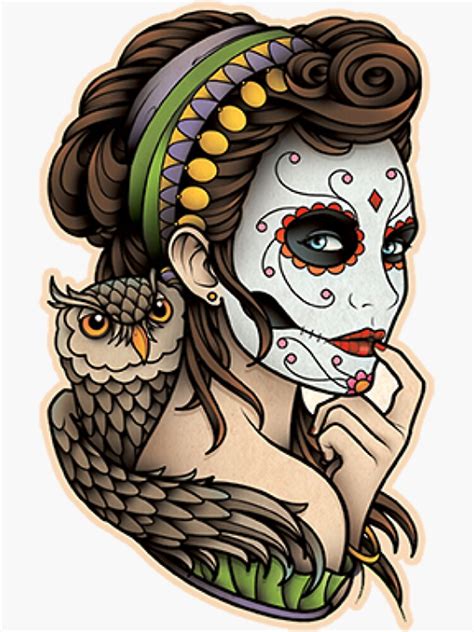 "La Calavera Catrina Tattoo" Sticker for Sale by MaryGrace26 | Redbubble