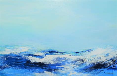 OCEAN WAVES. Abstract Seascape Acrylic Painting on Canvas. Minimalistic ...