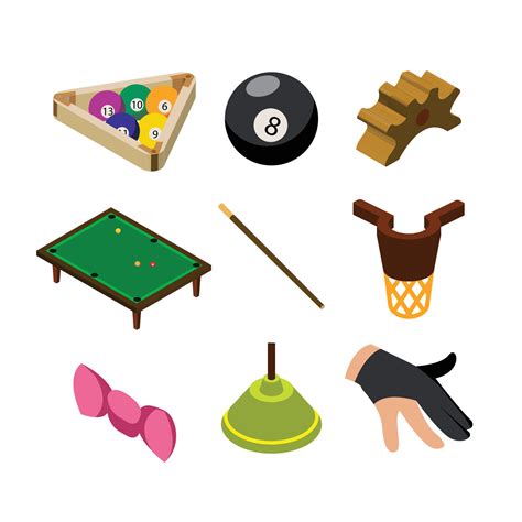 Snooker Game Pay Equipment Collection Set Vector 8357669 Vector Art at ...