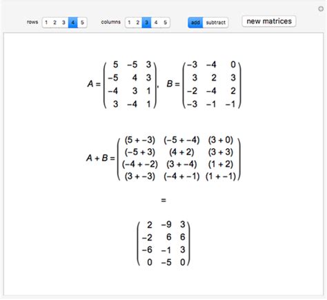 Matrix Addition and Subtraction - Wolfram Demonstrations Project