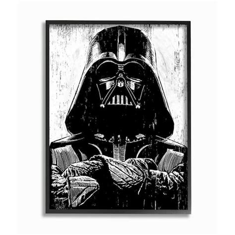 Stupell Industries 16 in. x 20 in. "Black and White Star Wars Darth ...