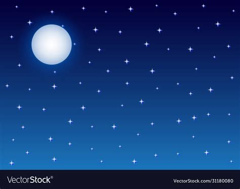 Full moon and starry night sky background Vector Image