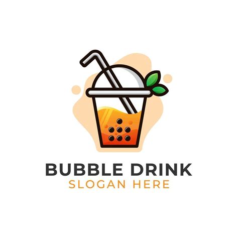 bubble drink tea with leaf logo design vector template 6986205 Vector ...