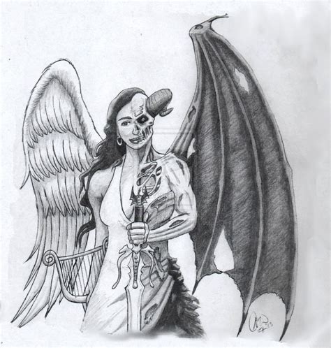 Found on Bing from drawingwoo.com | Demon drawings, Angel drawing ...