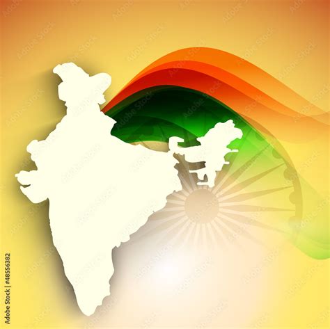 India map on national flag color creative wave background. EPS 1 Stock ...