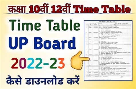 UP Board Time Table 2023, 10th 12th Date sheet - DkStudy.in