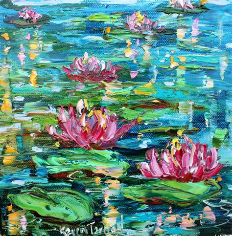 Water Lily painting, waterlilies art, original oil abstract ...