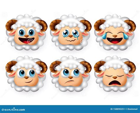 Emojis Lamb Vector Set. Emoticon And Icon Of Sheeps And Lambs Head Face ...