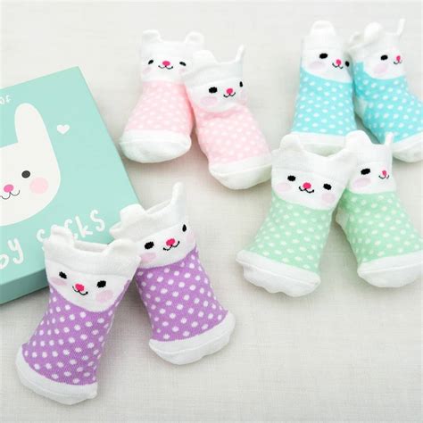 Set Of Four Pairs Of Newborn Baby Socks Bear By Little Baby Company