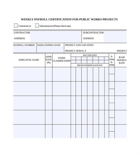 Certified Payroll Report Template