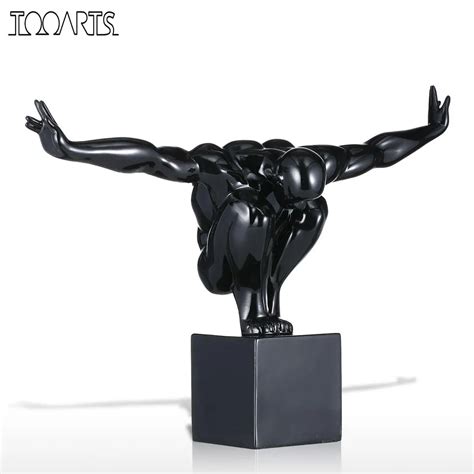 Tooarts Sculpture Diver Fiberglass Sculpture Home Decoration Light Red ...