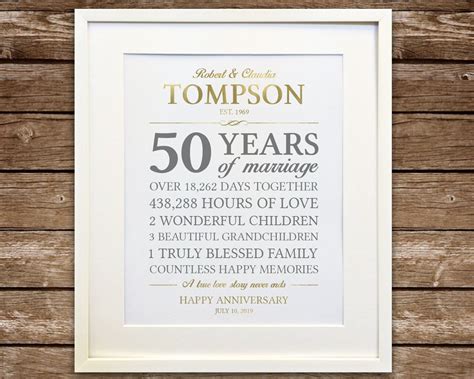 Golden Wedding Anniversary Gift 50th Anniversary Printable | Etsy in ...