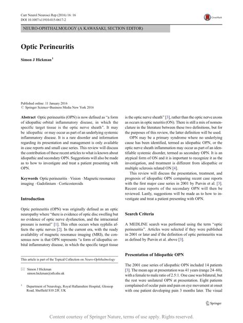 Optic Perineuritis