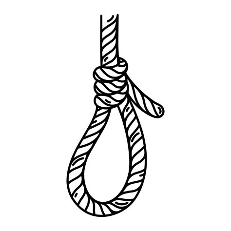 Rope with noose, knot vector icon. Hanging execution symbol, suicide ...