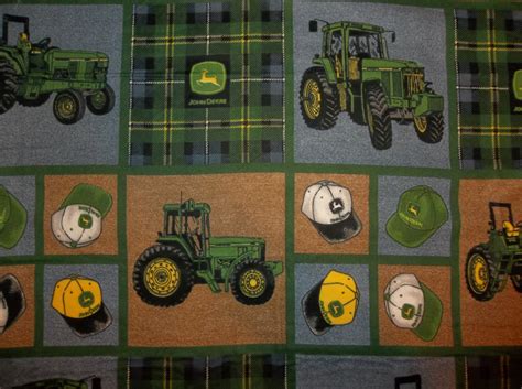 John Deere Hats and Tractors Flannel Fabric Out Of Print Hard