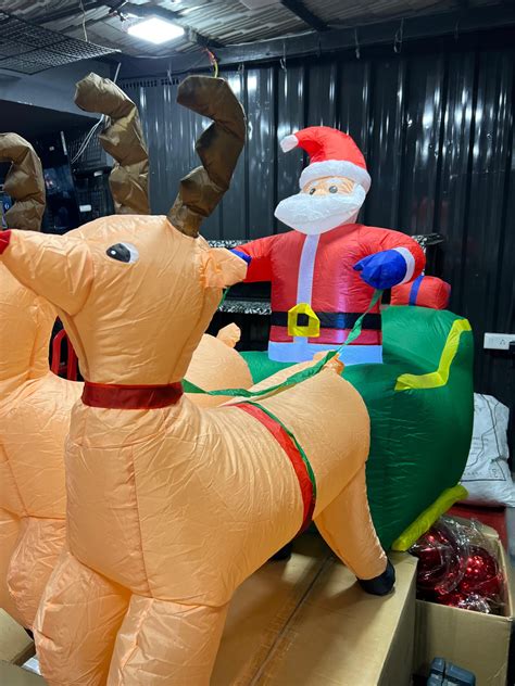 6.5 Feet Santa Reindeer Sleigh Inflatable - Christmas Decor