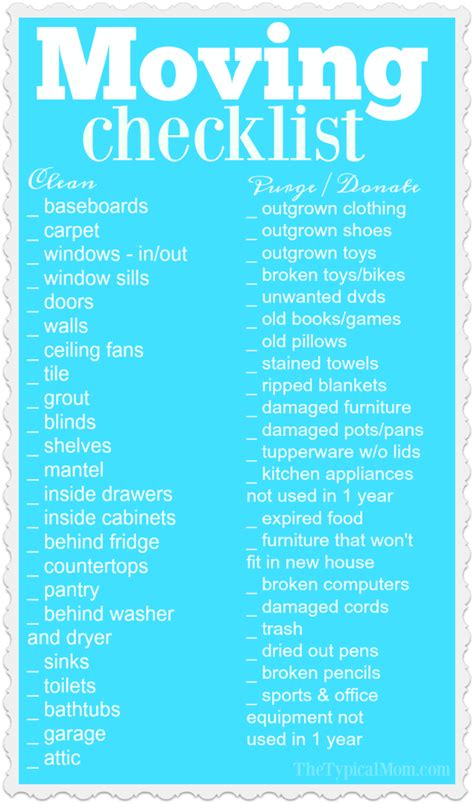 New House Checklist Printable