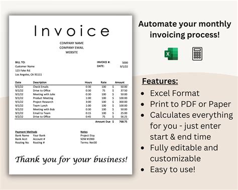 Simple Invoice Template, Excel Template, Downloadable Invoice ...