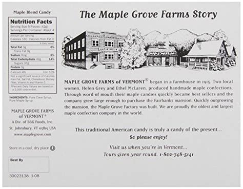 Maple Grove Farms Blended Maple Candy Vermont State 6 Ounce from Maple ...