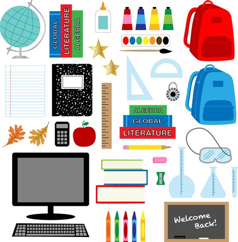 School Supplies Clipart Back To School Clipart Vector | Images and ...