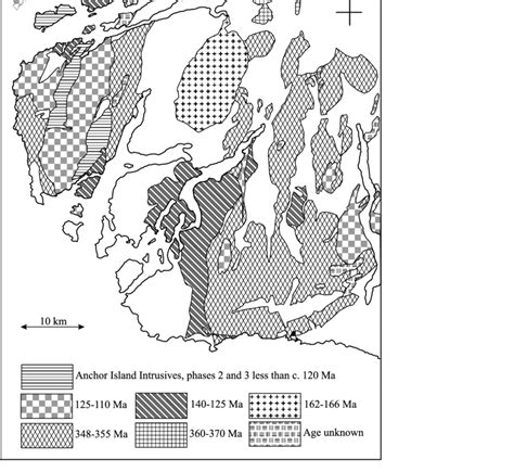 Summary map illustrating the distribution of plutonic rocks emplaced ...