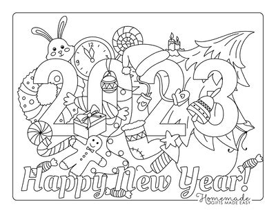 Free Printable New Year Coloring Pages for 2023