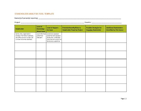 Stakeholder Matrix Template Excel