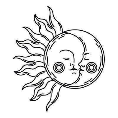 Sun And Moon Outline Vector Art, Icons, and Graphics for Free Download