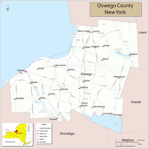 Map of Oswego County, New York - Where is Located, Cities, Population ...