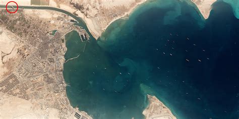 Satellite images show extent of Suez Canal ship traffic jam