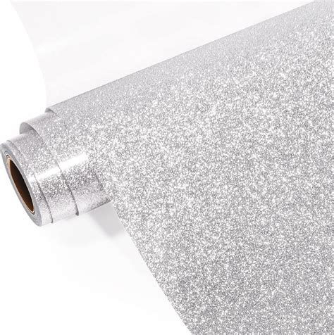 Amazon.com: GIRAFVINYL Silver Glitter HTV Heat Transfer Vinyl Rolls 12 ...