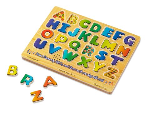 Amazon.com: Melissa & Doug Alphabet Sound Puzzle - Wooden Puzzle With ...