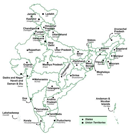 India Political Map With States And Capitals