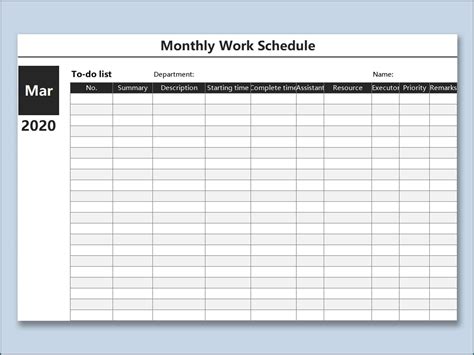 Blank Monthly Work Schedule Template ~ Certificate Letter