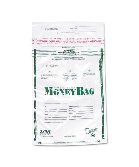 Plastic Money Bags, Tamper Evident, 9 x 12, Clear, 50/Pack