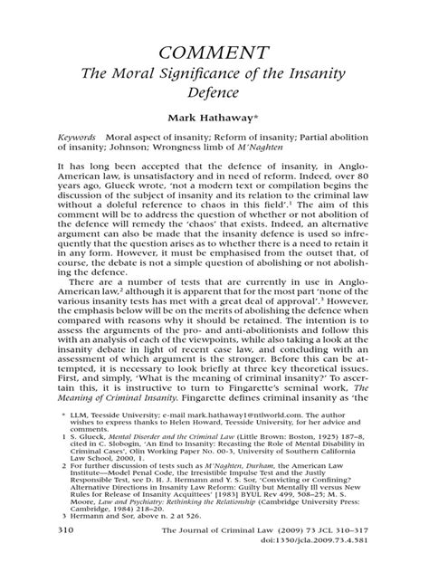 Insanity Defence Defined Again | PDF | Insanity Defense | Mens Rea