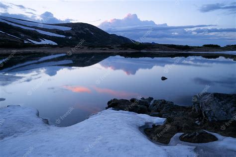 Premium Photo | Spring landscape with a mountain lake