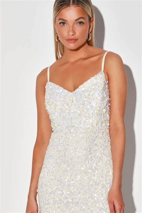 At Last White Sequin Mermaid Maxi Dress | White dresses for women ...