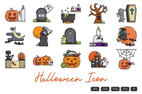 Halloween Party Outline Icon SVG Digital Download 15 Trick or Treat ...