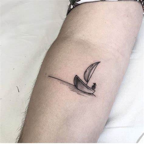 Tiny boat tattoo by mirna garcia - Tattoogrid.net