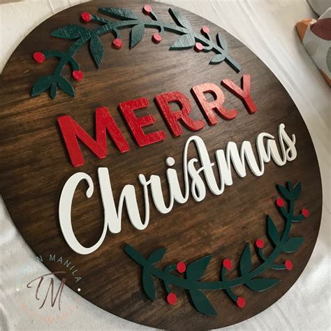 Merry Christmas Round Wood Sign – Treen Manila