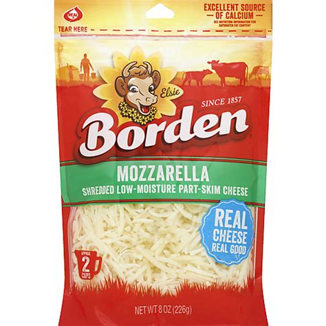 Borden® Shredded Low-Moisture Part-Skim Mozzarella Cheese 8 oz. Bag ...