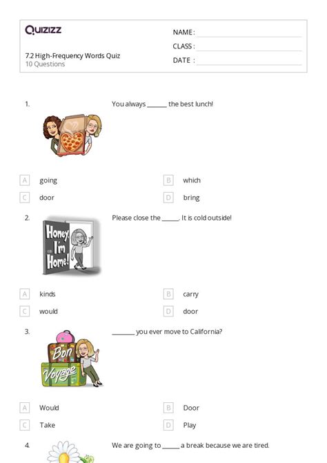 50+ High Frequency Words worksheets for 1st Grade on Quizizz | Free ...