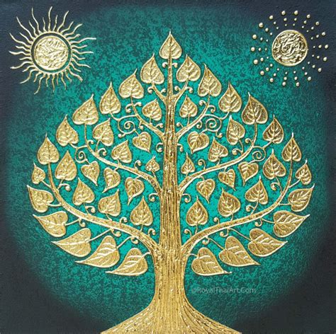 Beautiful Bodhi Tree Gold Leaf Artwork | Royal Thai Art